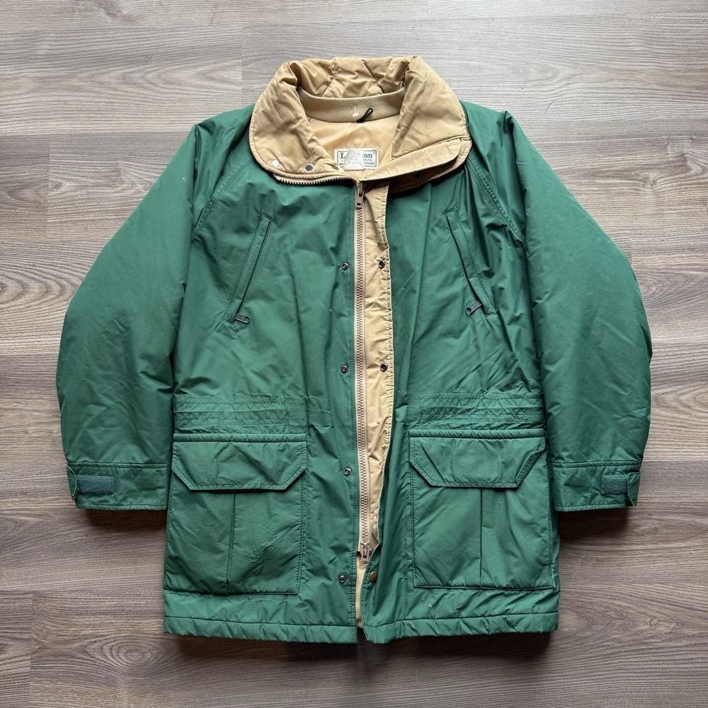 Vintage LL Bean Maine Warden Parka Coat Green Mens M GoreTex Jacket No Hood USA